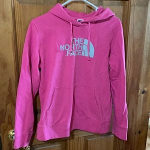 pink north face sweatshirt
